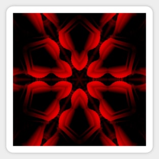 red hexagonal floral fantasy kaleidoscopic design Sticker